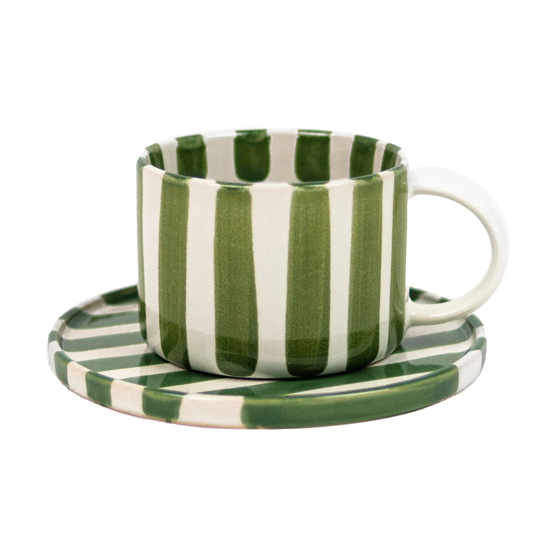 Taza y platillo Monica, Verde-blanco Olsson & Jensen