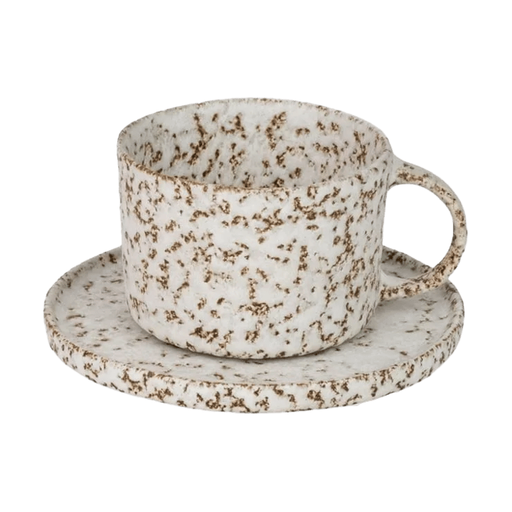 Taza y platillo Salt - Beige-blanco - Olsson & Jensen