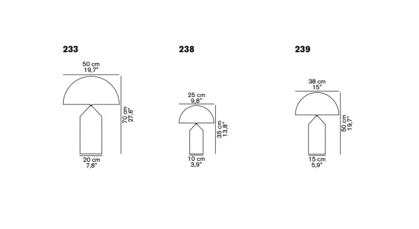 Lámpara de mesa Atollo small 238 metal, Gold Oluce
