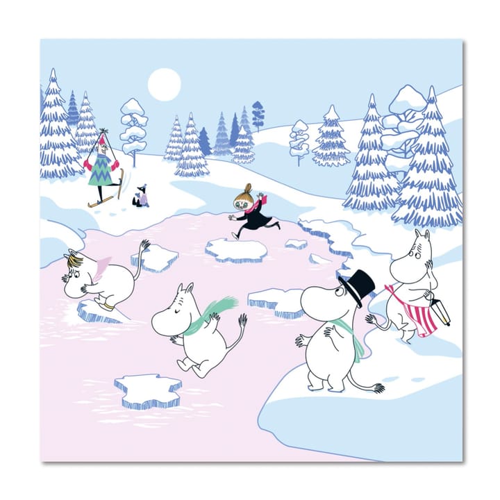 20 Servilletas Moomin winter 2022 33x33 cm, Azul-blanco-rosa Opto Design