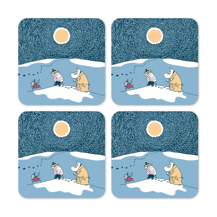 4 Posavasos Moomin Snow Moonlight invierno 2021 - 9x9 cm - Opto Design