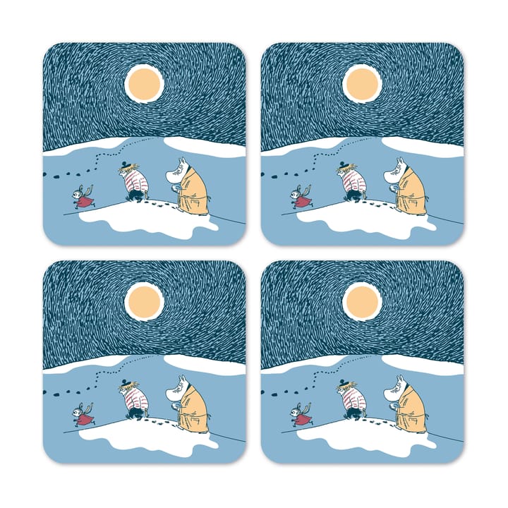 4 Posavasos Moomin Snow Moonlight invierno 2021 - 9x9 cm - Opto Design