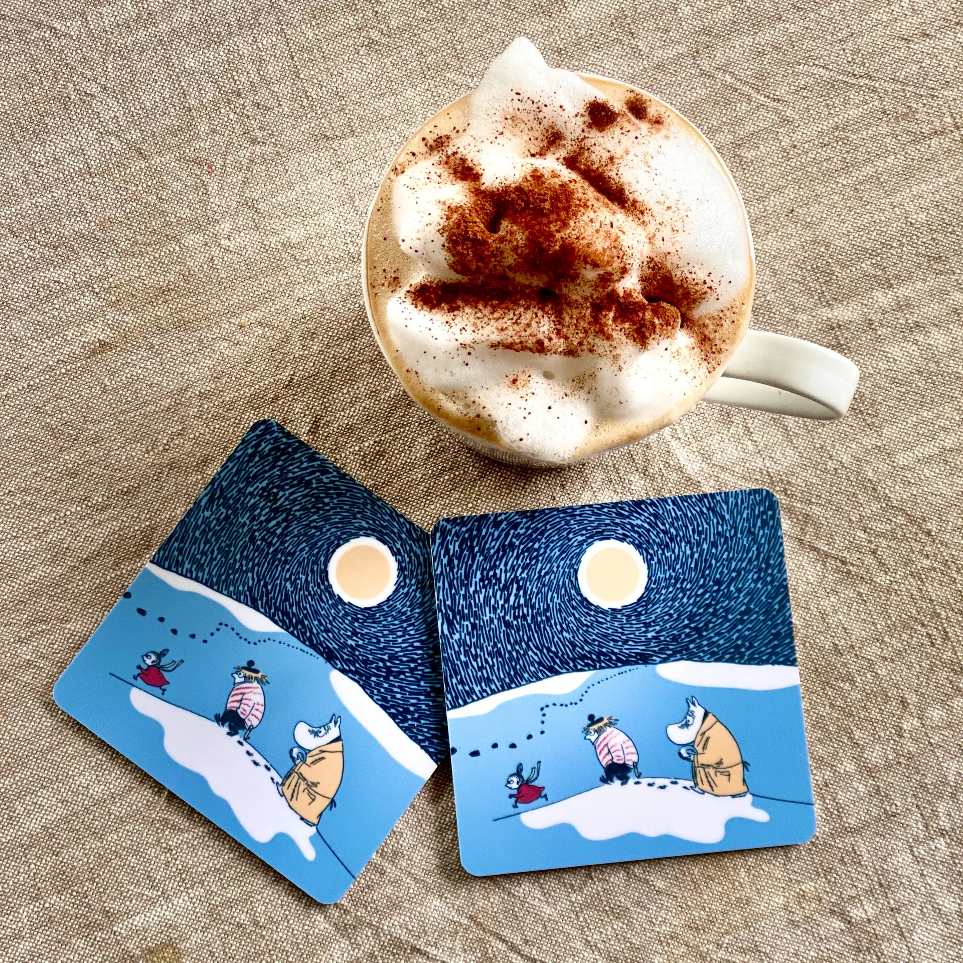 4 Posavasos Moomin Snow Moonlight invierno 2021, 9x9 cm Opto Design