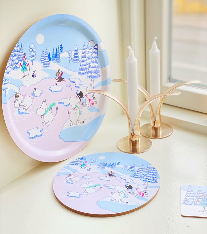 Bandeja Moomin winter 2022 Ø31 cm, Azul-blanco-rosa Opto Design