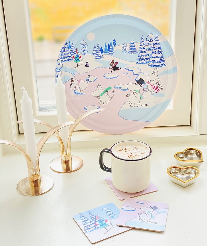 Bandeja Moomin winter 2022 Ø31 cm, Azul-blanco-rosa Opto Design