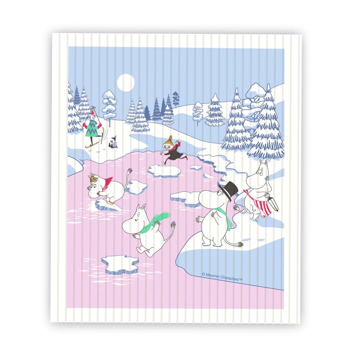 Bayeta Moomin winter 2022 14,5x17 cm - Azul-blanco-rosa - Opto Design