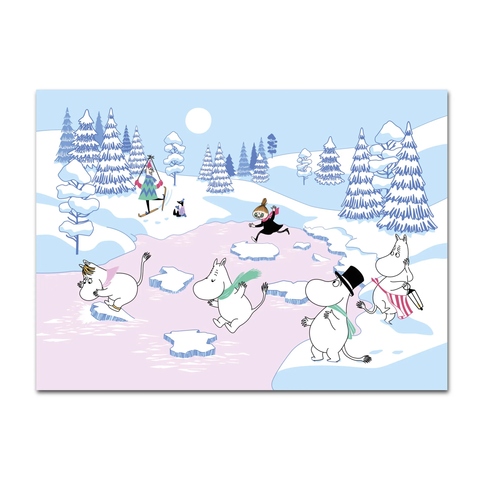 Mantel individual Moomin winter 2022 27,5x40 cm, Azul-blanco-rosa Opto Design