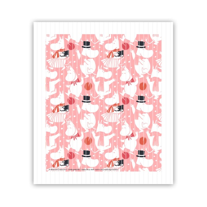Paño de cocina Moomin Celebration 17x14.5 cm - Blanco-rosa - Opto Design
