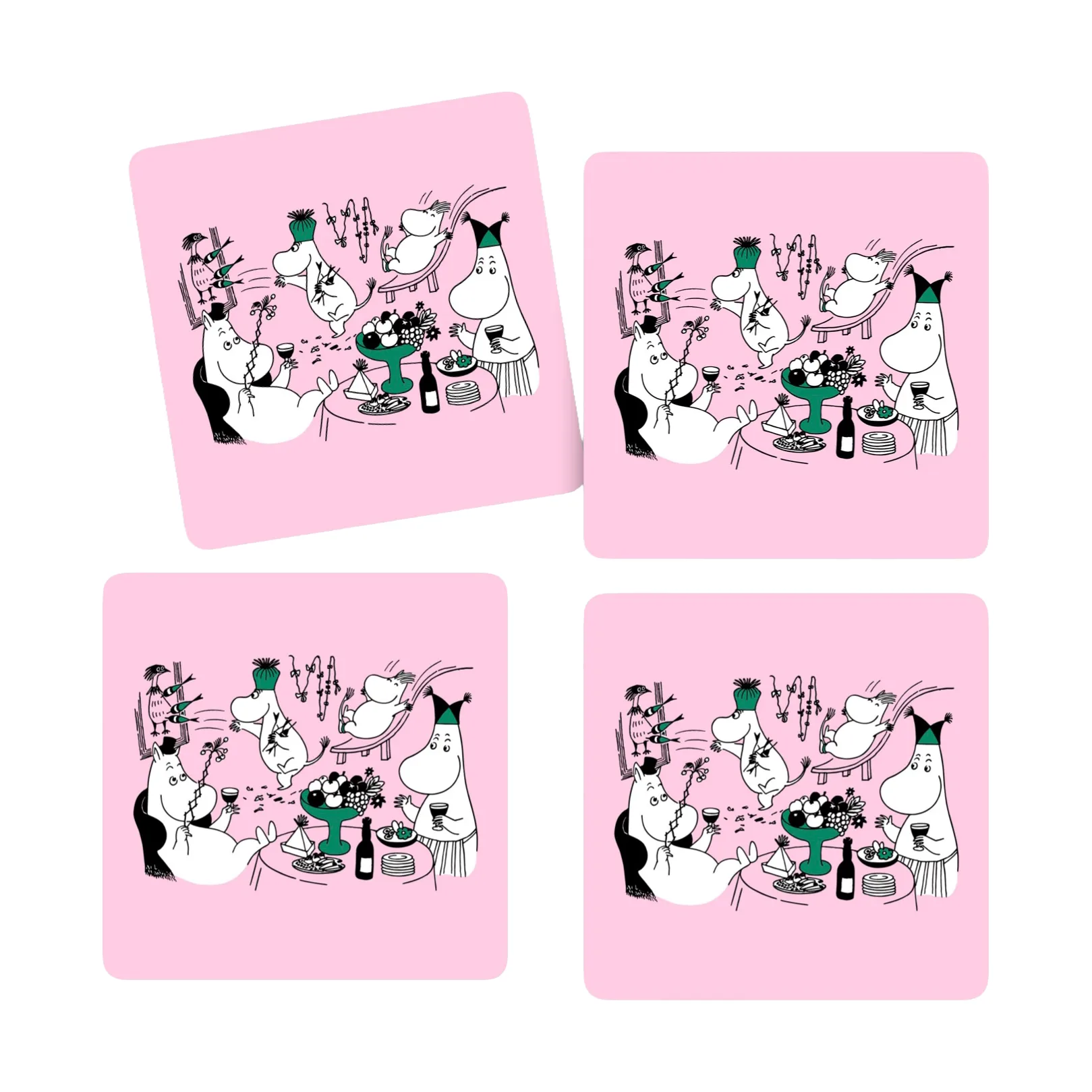 Posavasos Moomin 80 9x9 cm, 4-pack, Rosa Opto Design