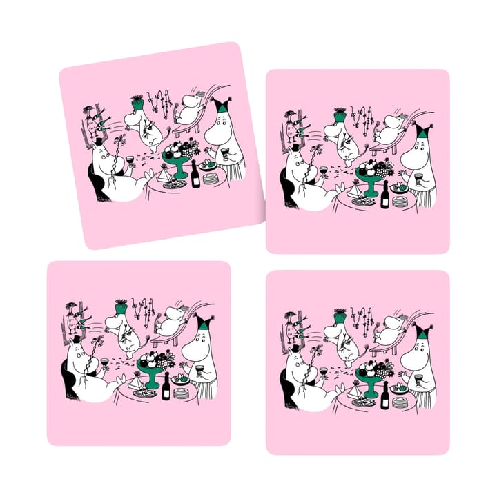 Posavasos Moomin 80 9x9 cm, 4-pack - Rosa - Opto Design