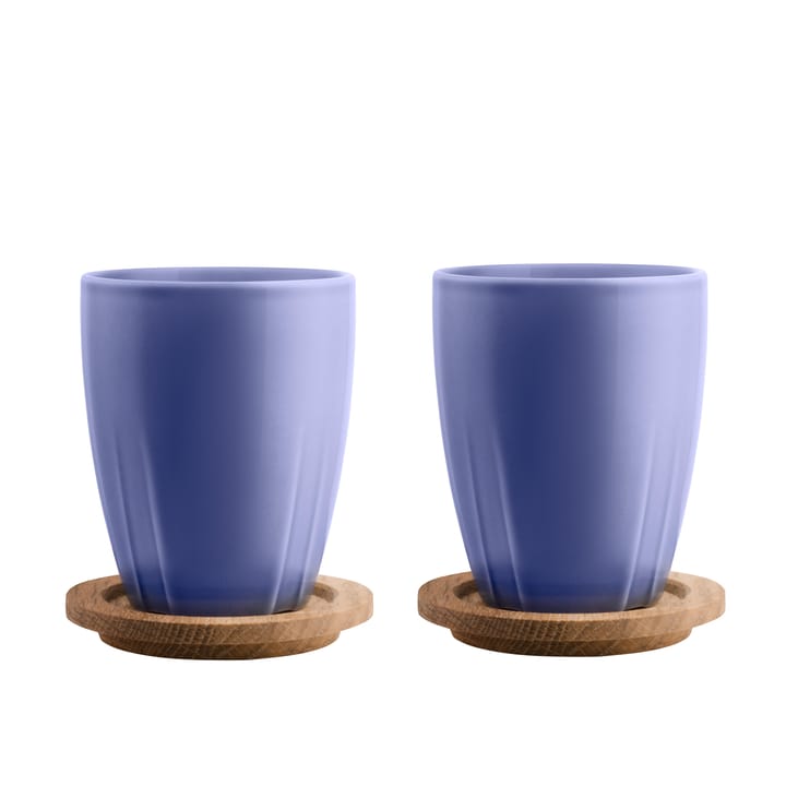 2 Tazas con tapa de madera Bruk - azul - Orrefors