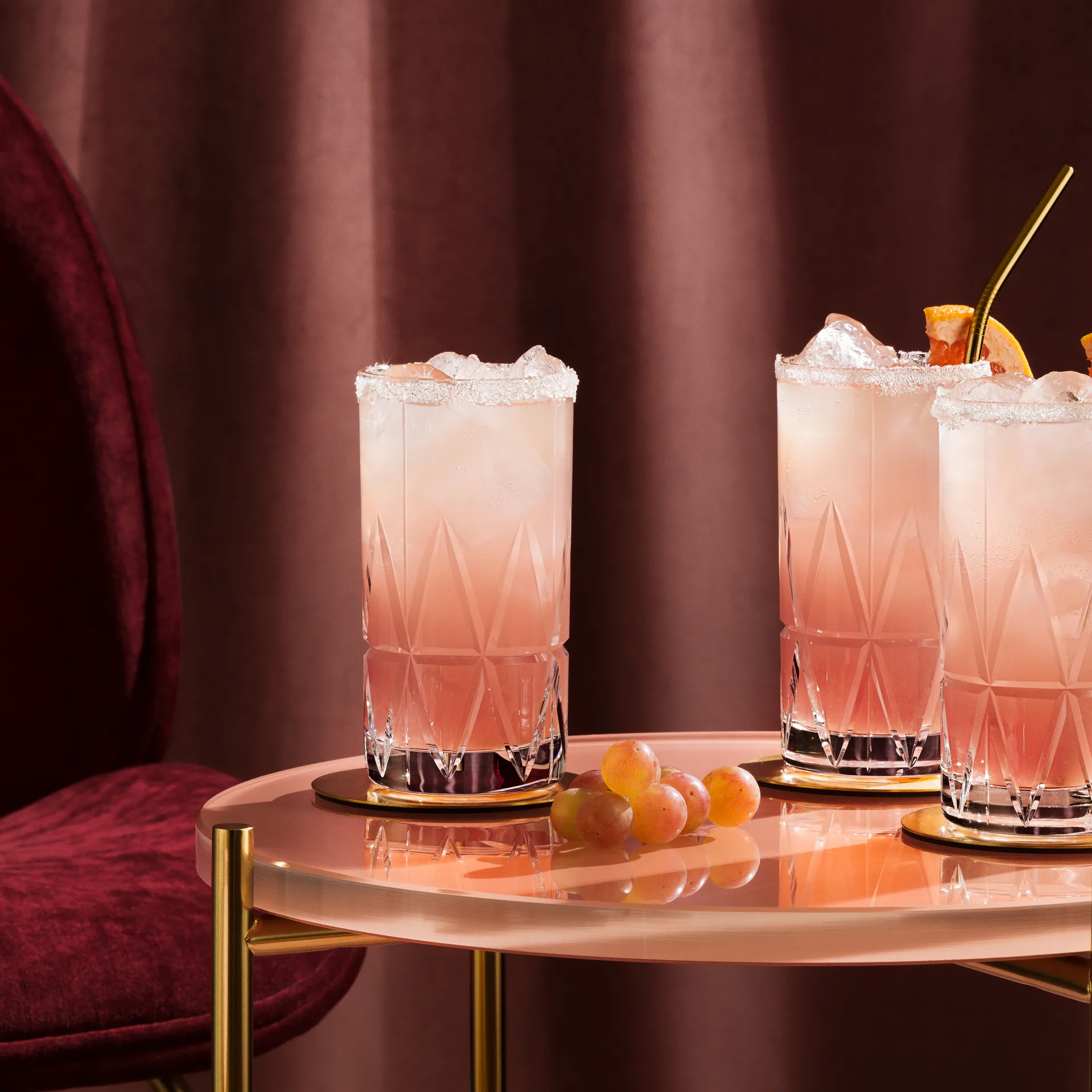 4 Posavasos con soporte Peak, Latón Orrefors