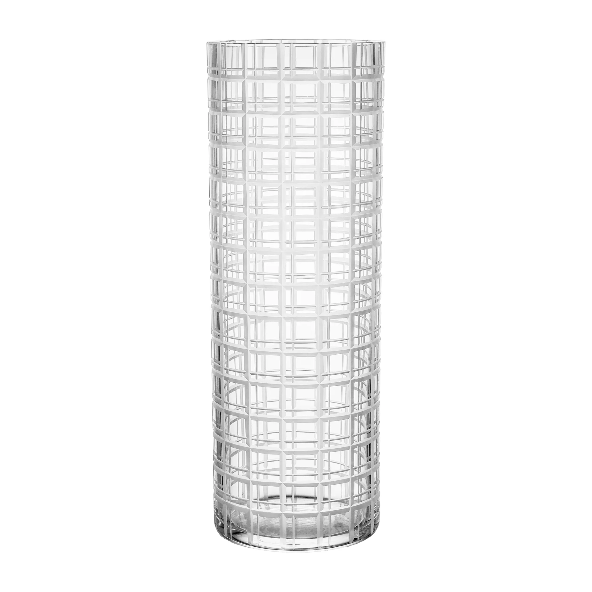 Jarrón Cut in number 33 cm, patrón de cuadros Orrefors