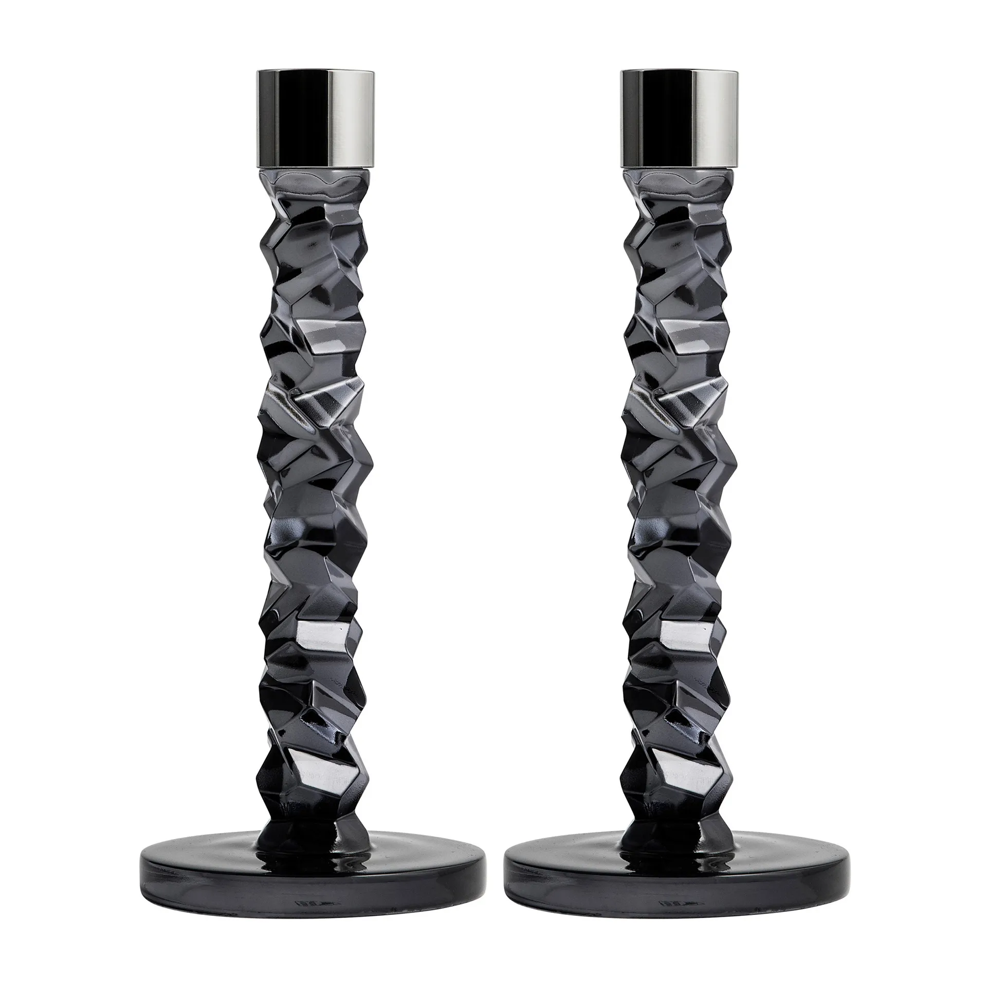 Set de 2 candelabros Carat antracita, 24,2 cm Orrefors