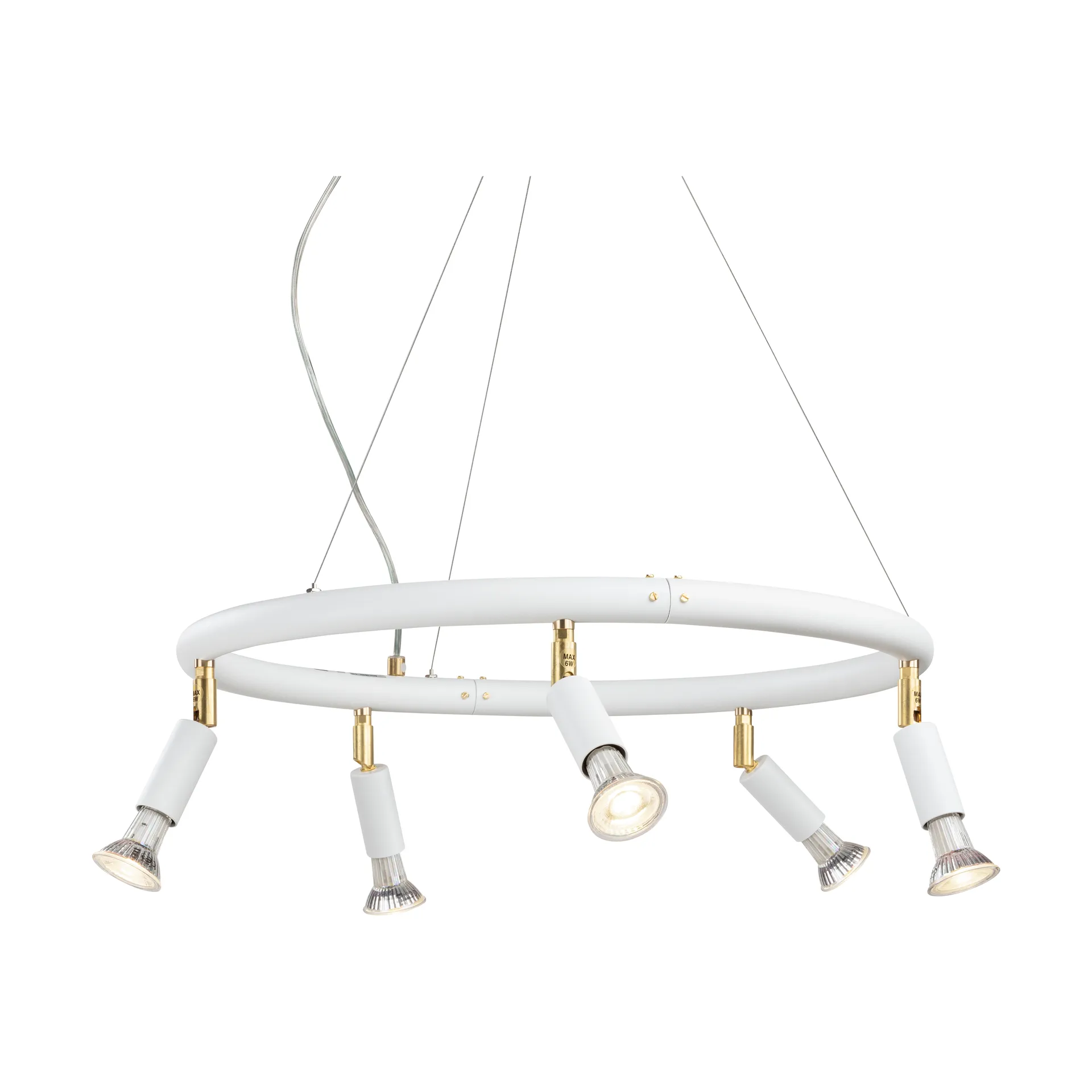 Star redonda 5 focos de techo Ø60 cm, Acero blanco Örsjö Belysning