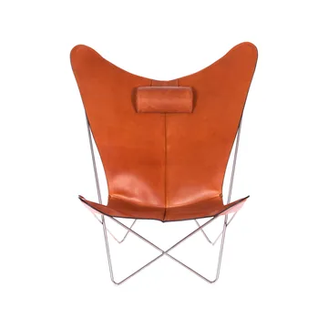 Butaca KS Chair - cuero avellana, estructura de acero inoxidable - OX Denmarq