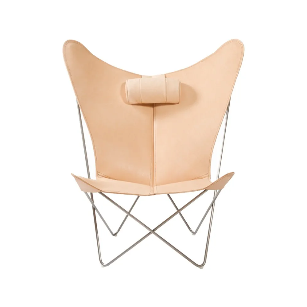Butaca KS Chair, cuero natural, estructura de acero inoxidable OX Denmarq
