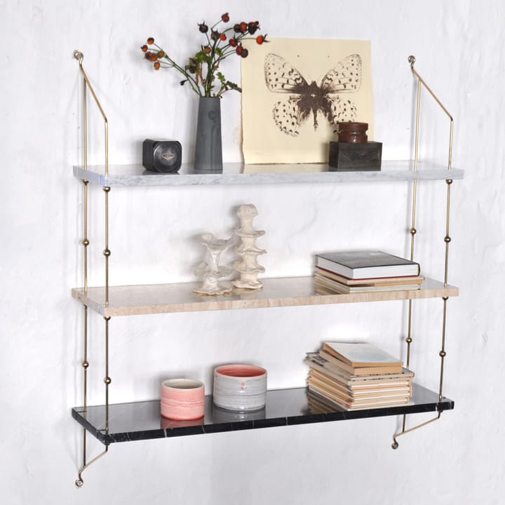 Estantería de pared Morse, mármol blanco, estructura lacado negro OX Denmarq