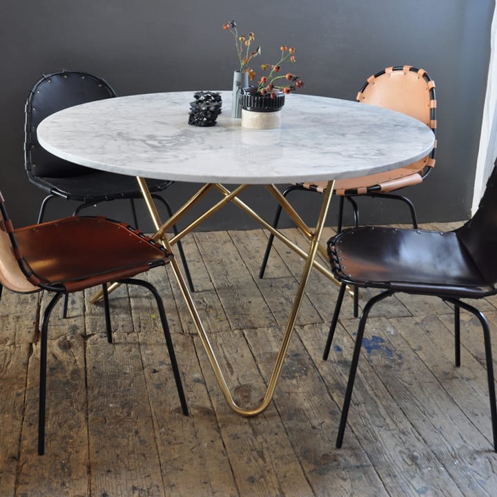 Mesa Big O Table, Mármol indio, base inoxidable OX Denmarq