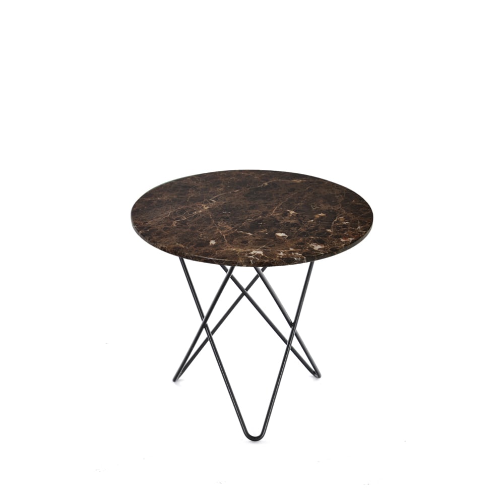 OX Denmarq Mesa de centro Mini O Table mármol marrón, estructura lacado negro