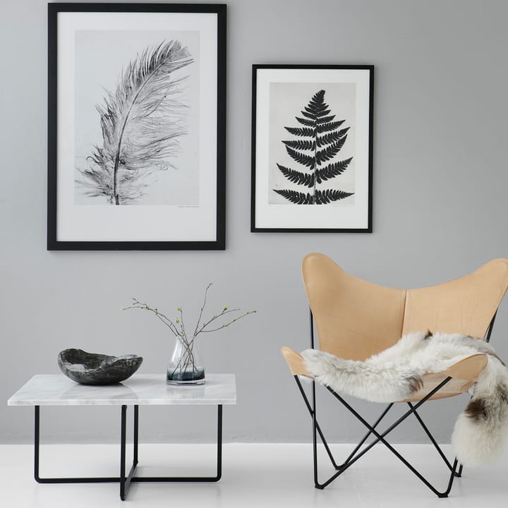 Mesa de centro Ninety rectangular, mármol carrara, estructura negra OX Denmarq