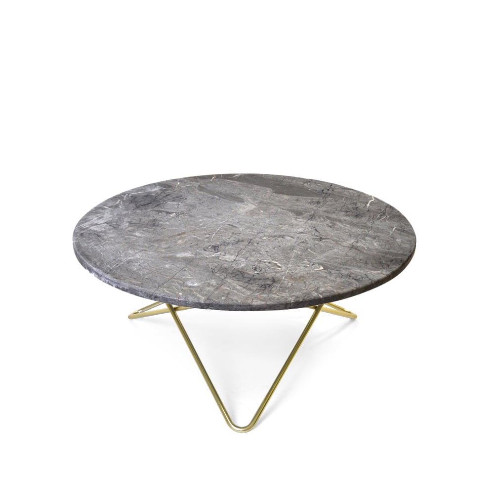 OX Denmarq Mesa de centro O Table Mármol gris, estructura de latón