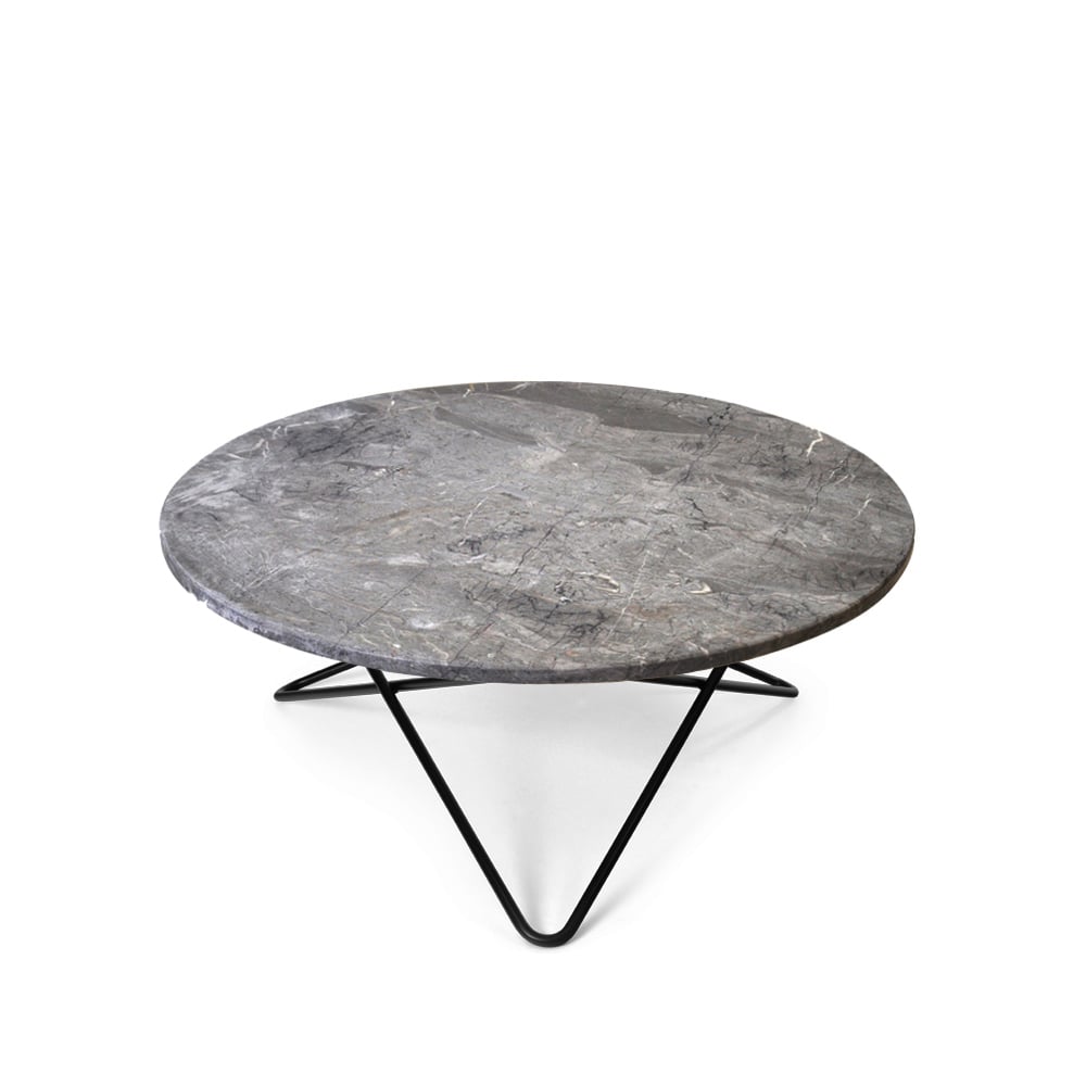 OX Denmarq Mesa de centro O Table Mármol gris, estructura lacado negro