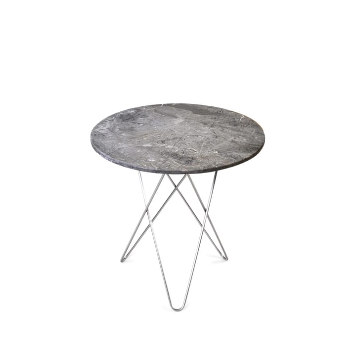 Mesa de centro Tall Mini O Table - Mármol gris, estructura de acero inoxidable - OX Denmarq