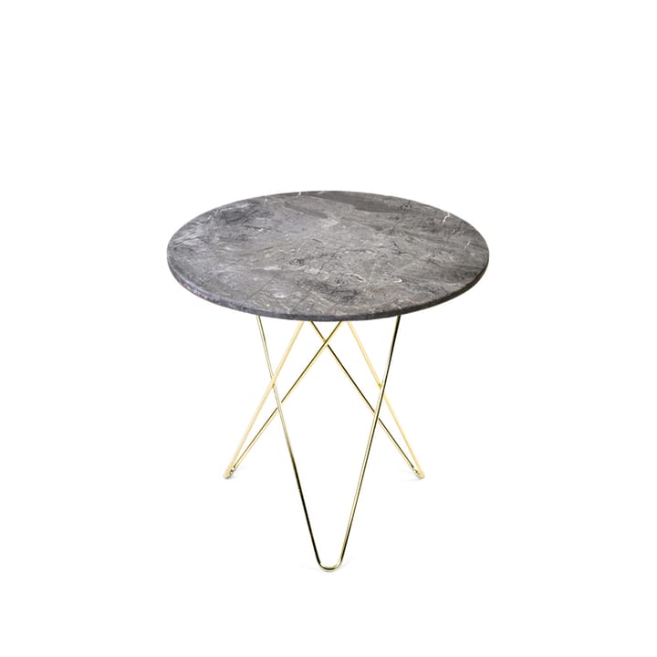 Mesa de centro Tall Mini O Table - Mármol gris, estructura de latón - OX Denmarq