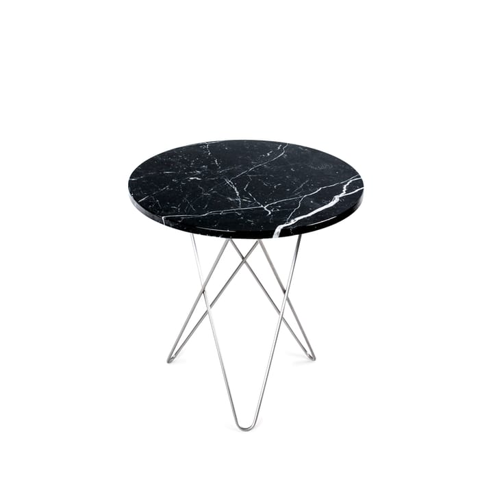 Mesa de centro Tall Mini O Table - mármol negro, estructura de acero inoxidable - OX Denmarq