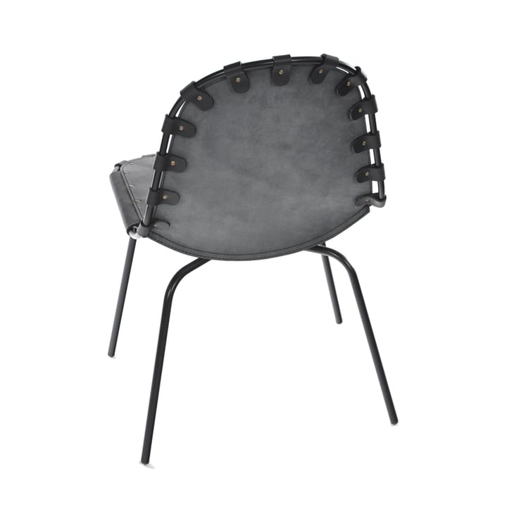 Silla Stretch, cuero coñac, estructura negra OX Denmarq