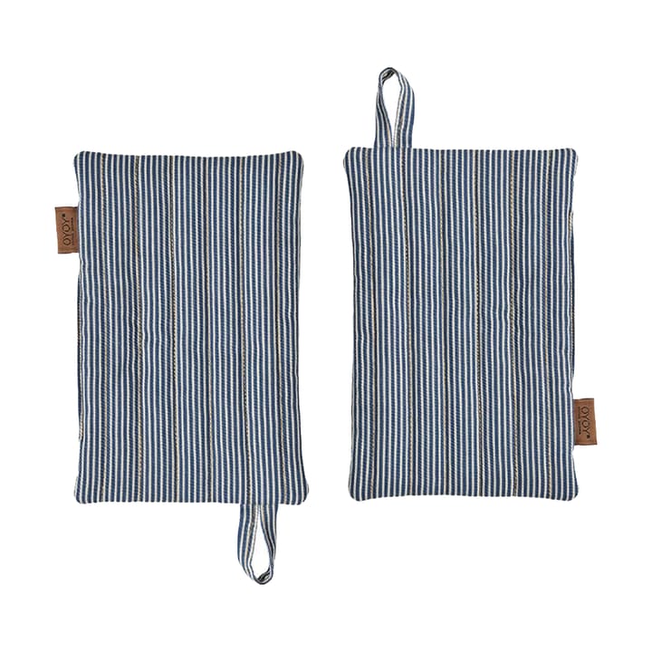 2 Agarradores de cocina Striped denim - Blue - OYOY