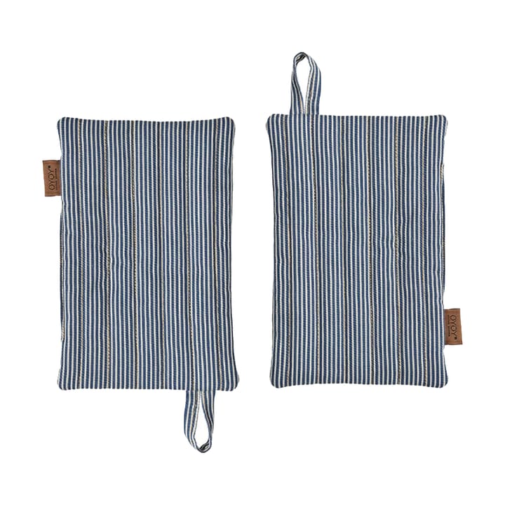 2 Agarradores de cocina Striped denim - Blue - OYOY