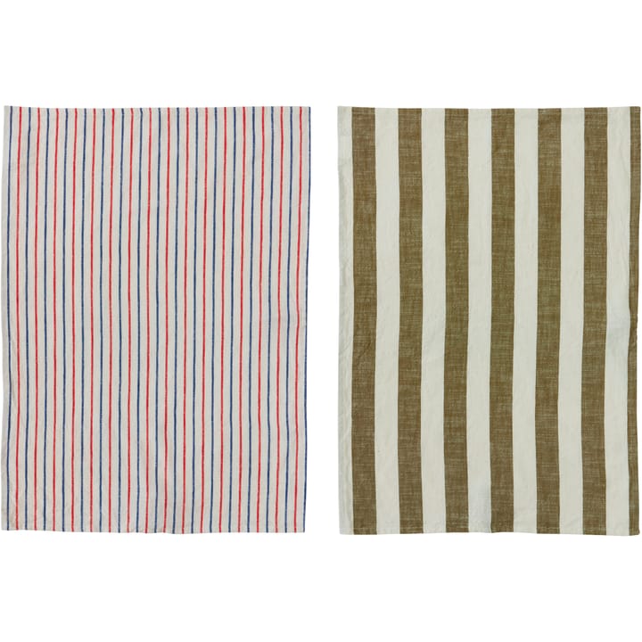 2 Paños de cocina Kurin 50x70 cm, Olive-offwhite OYOY