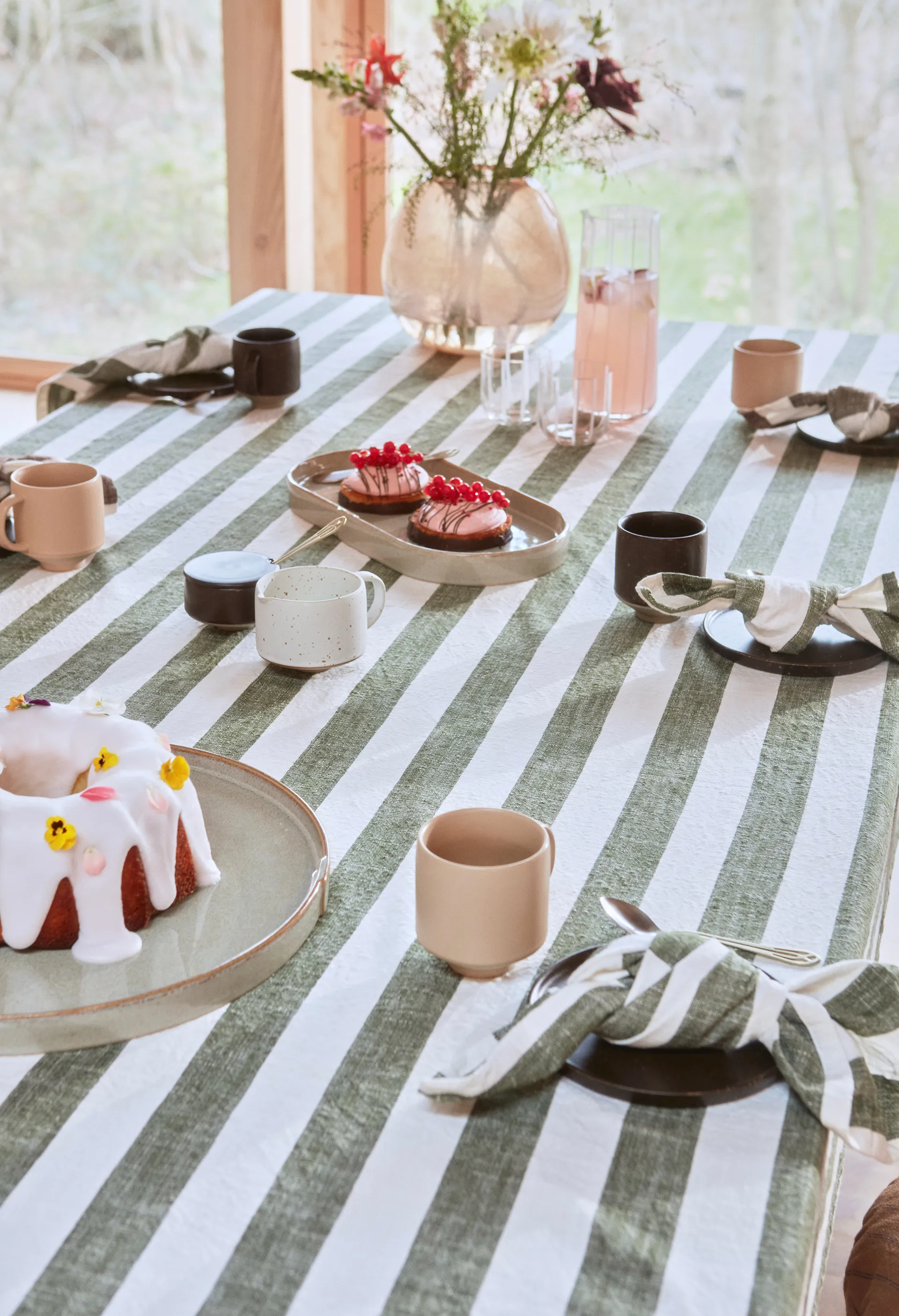 2 Servilletas Striped 45x45 cm, Olive OYOY