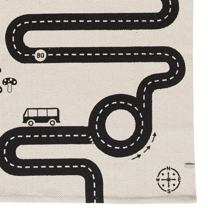 Alfombra infantil Adventure, beige-negro, 70x180 cm OYOY