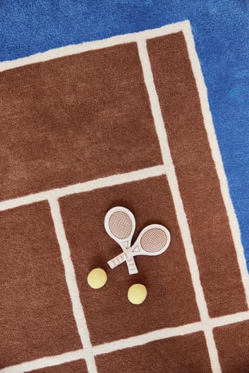 Alfombra Tennis - Caramel-Optic blue, 88x150 cm - OYOY