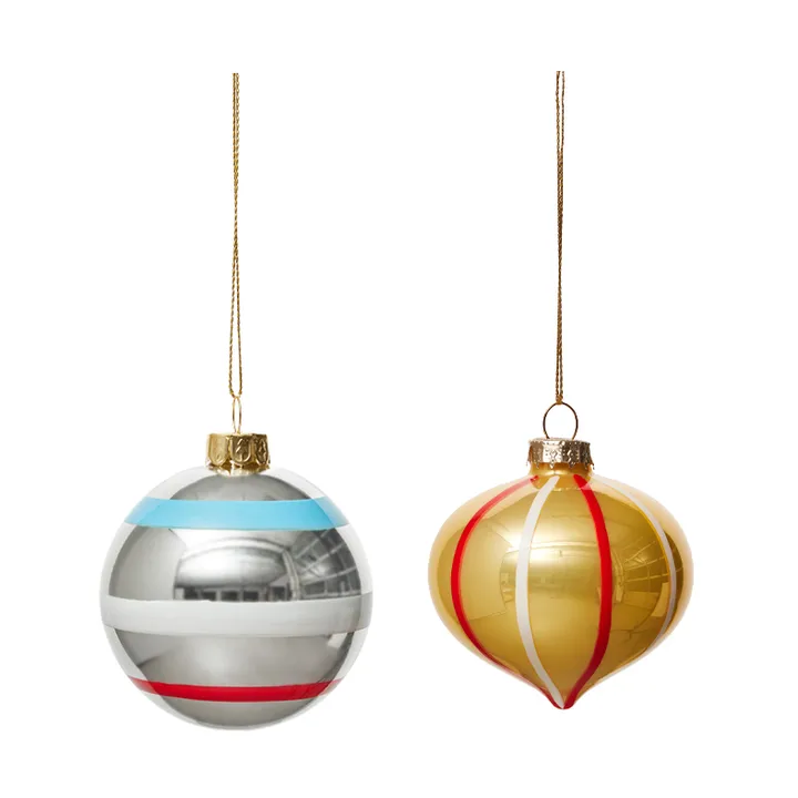 Bolas de Navidad Vintage christmas glass ball No. 2, 2 piezas - Multi - OYOY