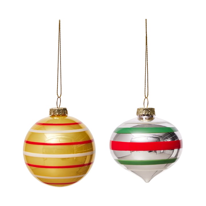 Bolas de Navidad Vintage christmas glass ball No. 3, 2 piezas., Multi OYOY