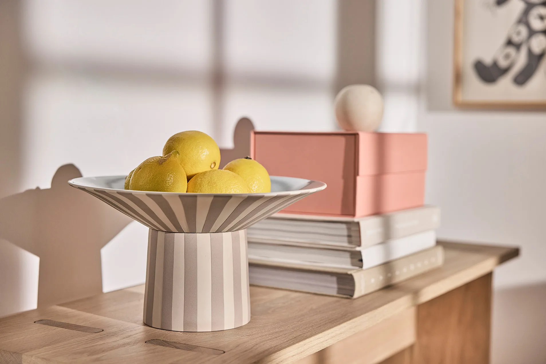 Centro de mesa Toppu alto Ø30x17 cm, Clay-Ice blue OYOY