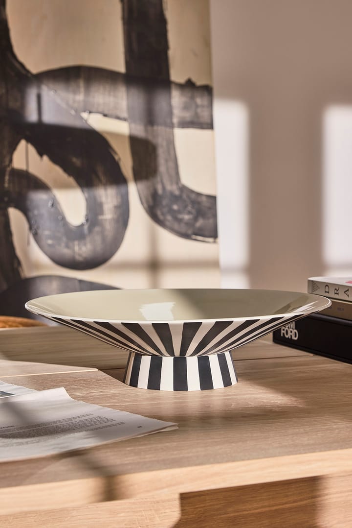 Centro de mesa Toppu bajo 10,5xØ39 cm, Vanilla-black-white OYOY