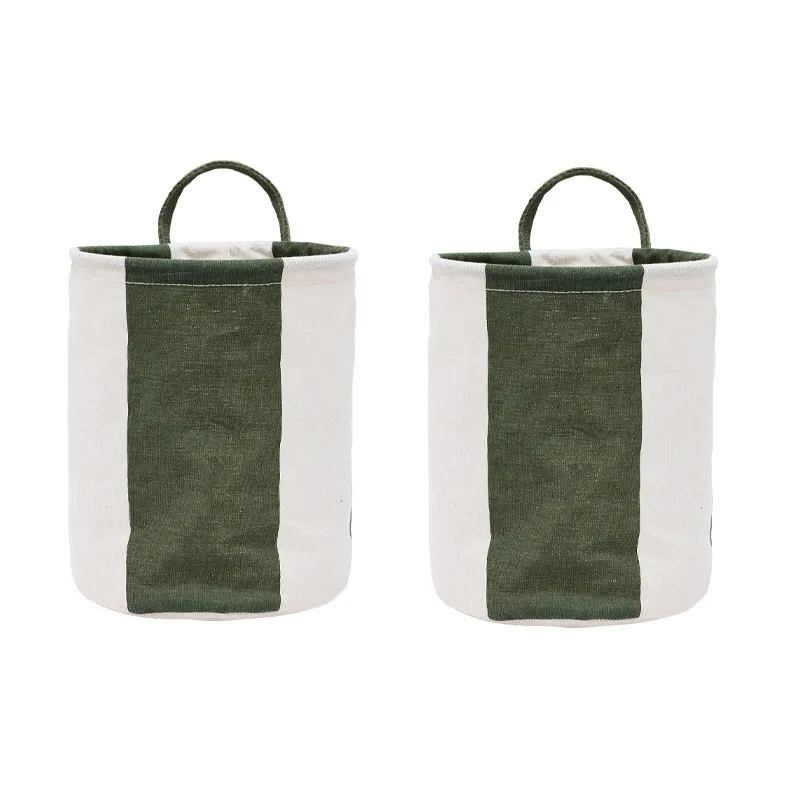 Cesta de almacenamiento Kara small Ø18x22 cm 2-pack, Dark Green OYOY