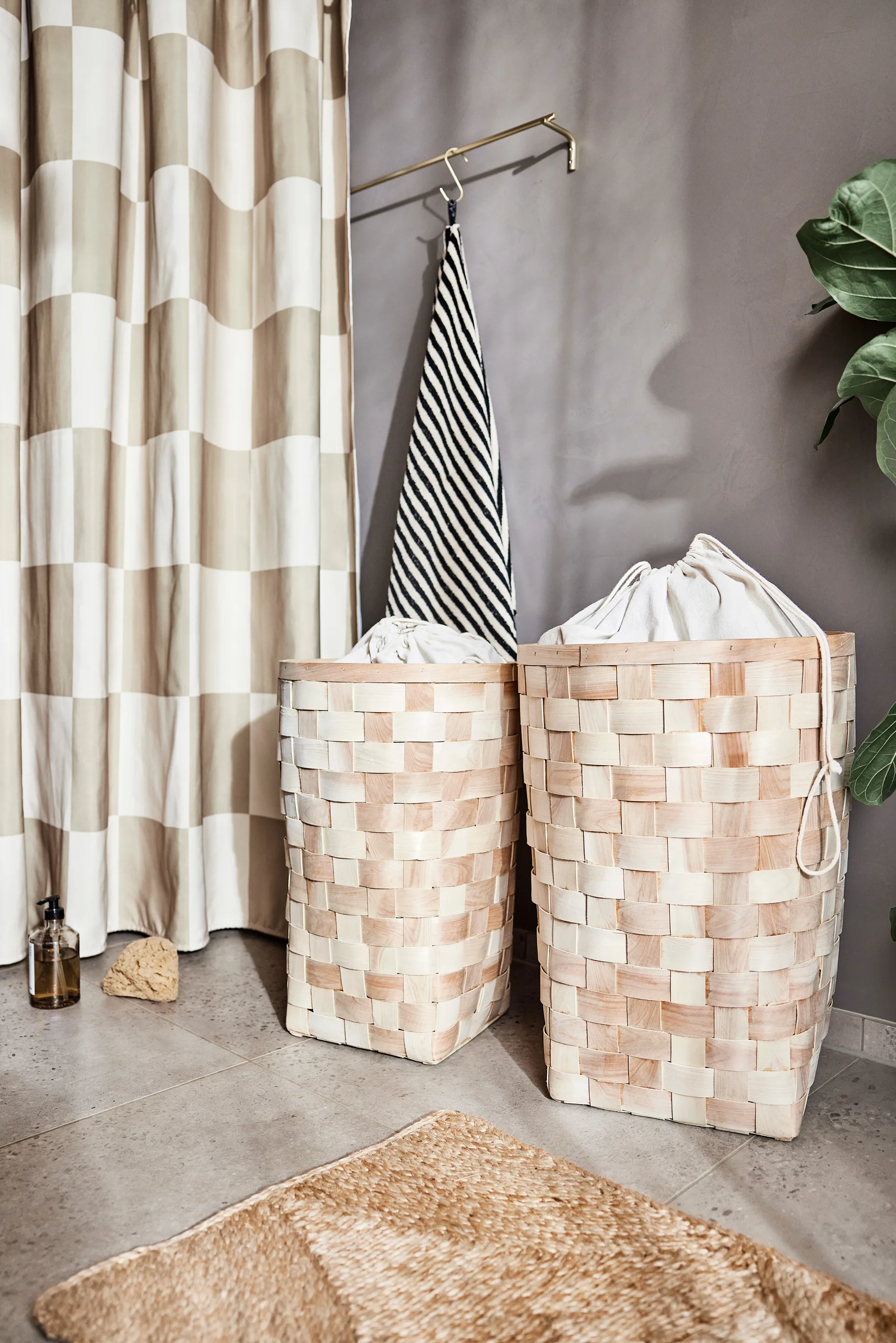 Cortina de ducha Chess 180x180 cm, Clay-offwhite OYOY