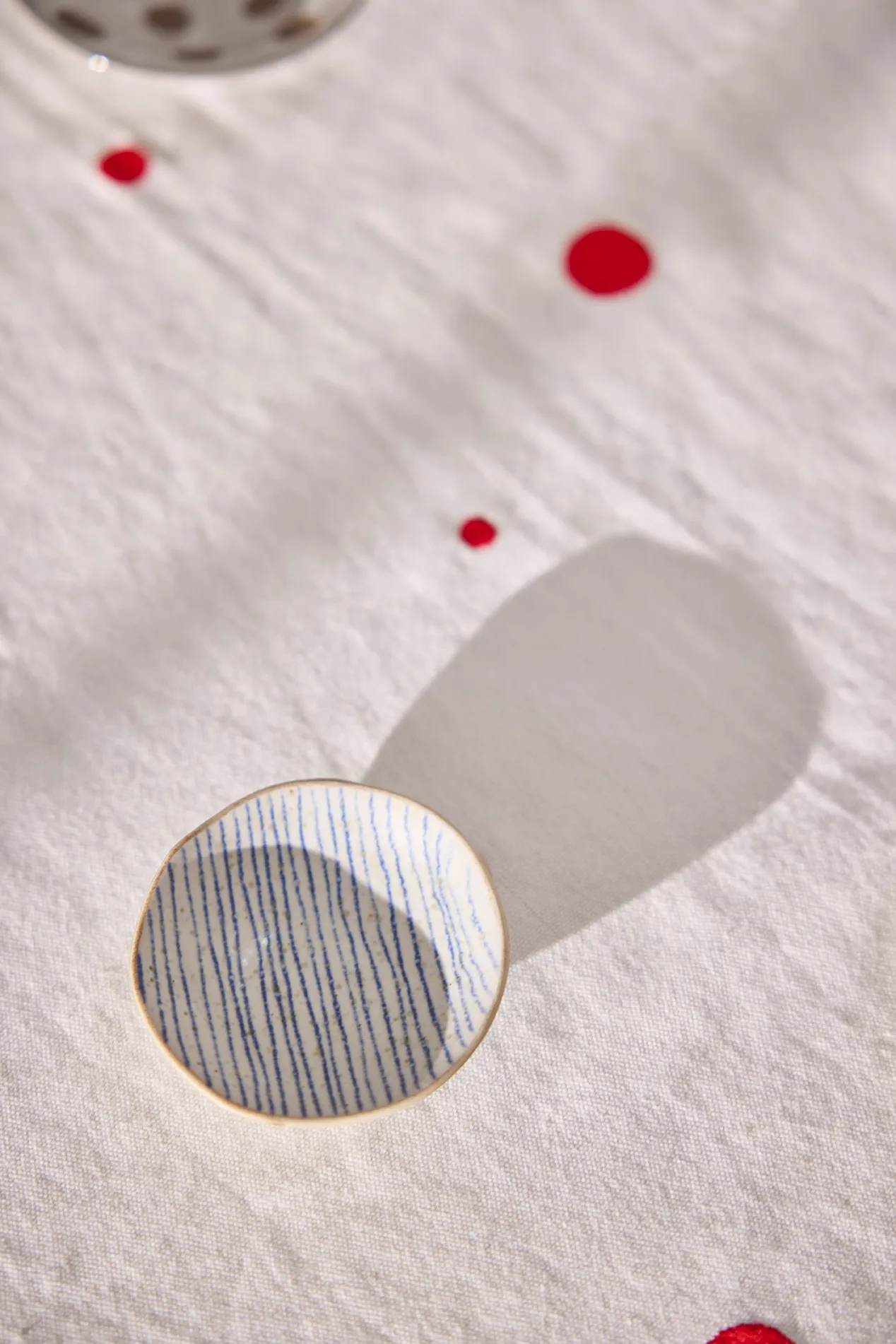 Cuenco mini Nori striped Ø8 cm 2-pack, Clay-optic Blue OYOY