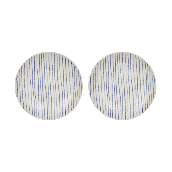 Cuenco small Nori striped Ø12,9 cm 2-pack - Clay-optic Blue - OYOY