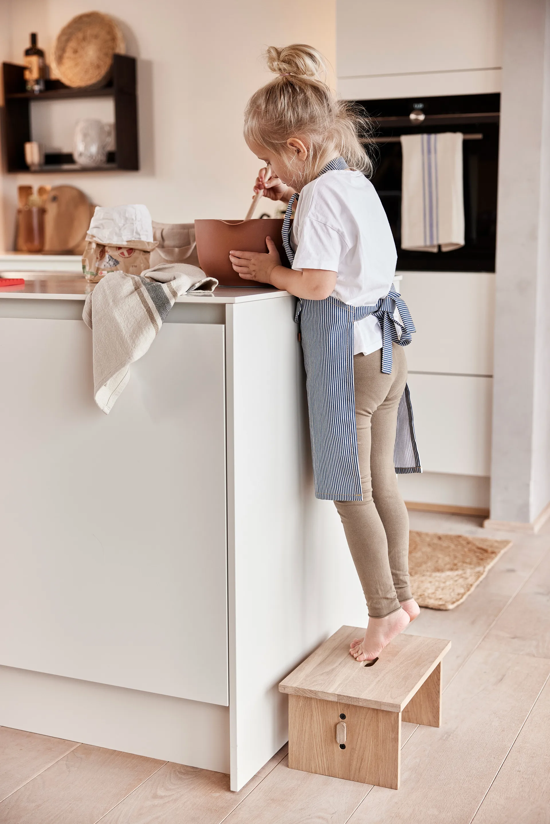 Delantal Striped denim elephant, Blue OYOY