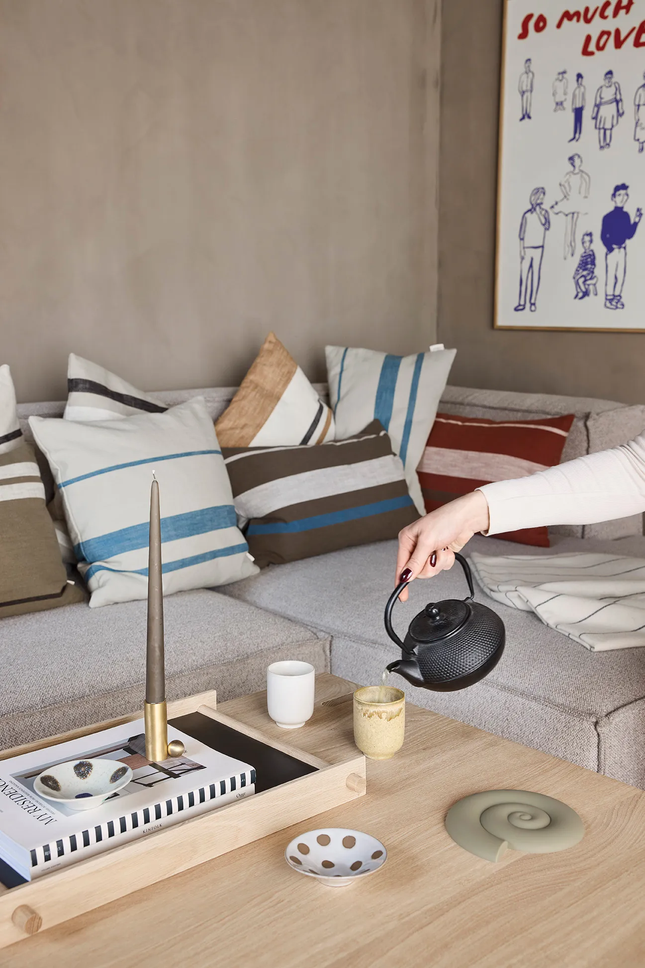 Funda de cojín Sofuto 50x50 cm, Blue-clay OYOY