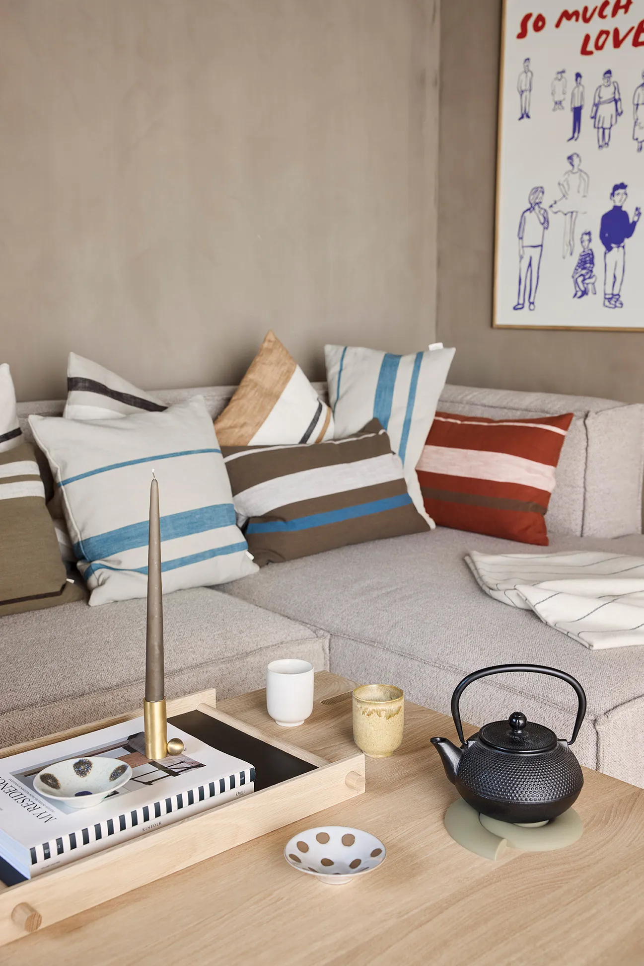 Funda de cojín Sofuto 50x50 cm, Blue-clay OYOY