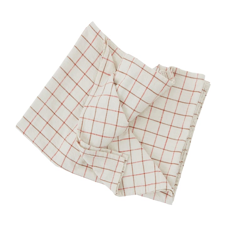 Mantel Grid 140x260 cm, Offwhite-red OYOY