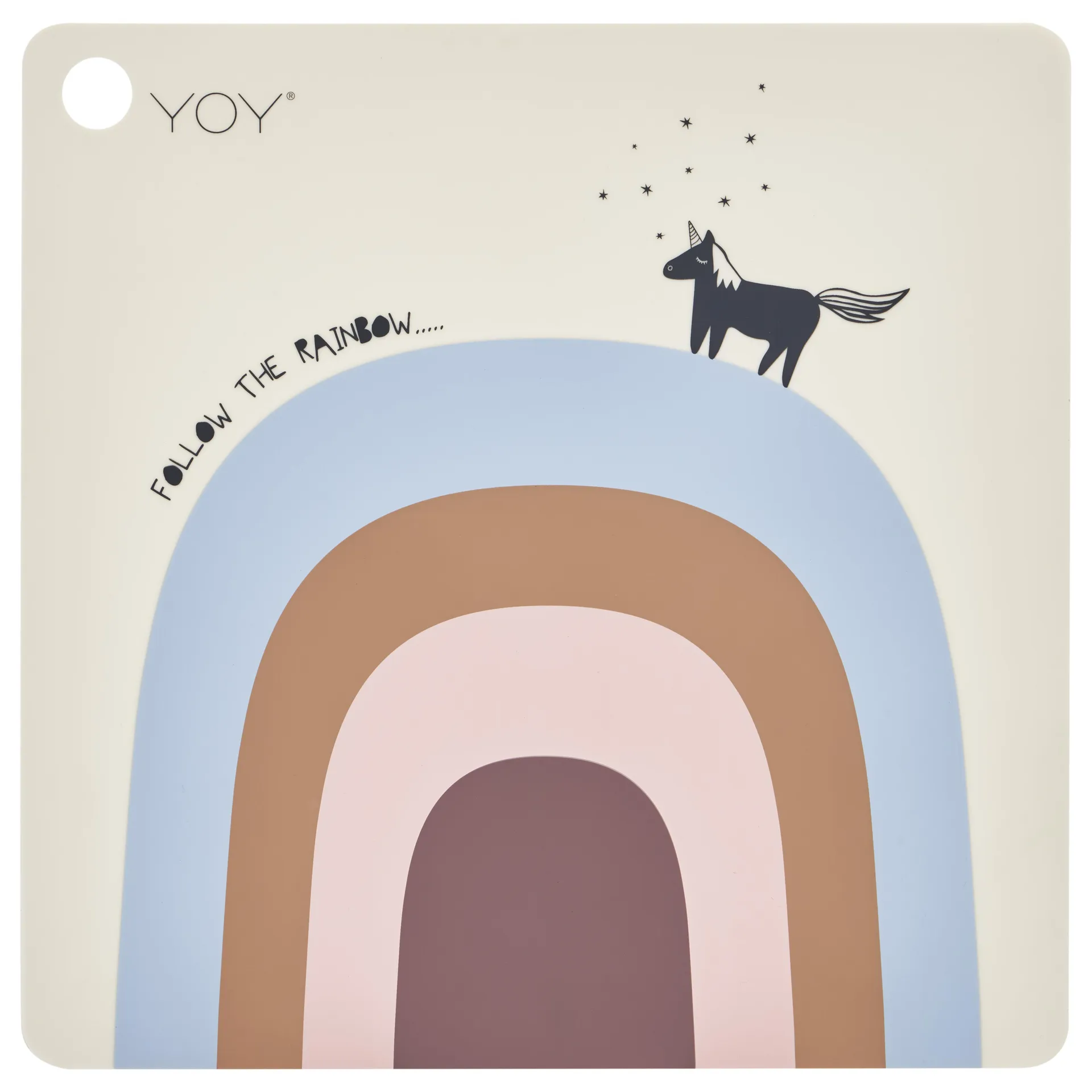 Mantel individual Follow the Rainbow, azul-rosa-beige OYOY